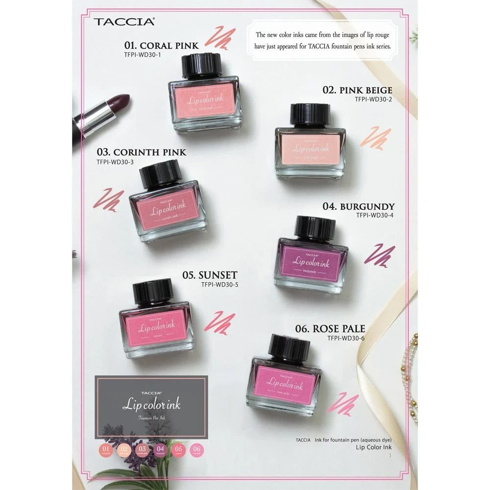 Taccia Lip Colour Ink Bottle (40ml) - #6 - Rose Pale / Fountain Pen Ink Bottle 1pc (ORIGINAL) / [RetailsON] - RetailsON.com (Premium Retail Collections)