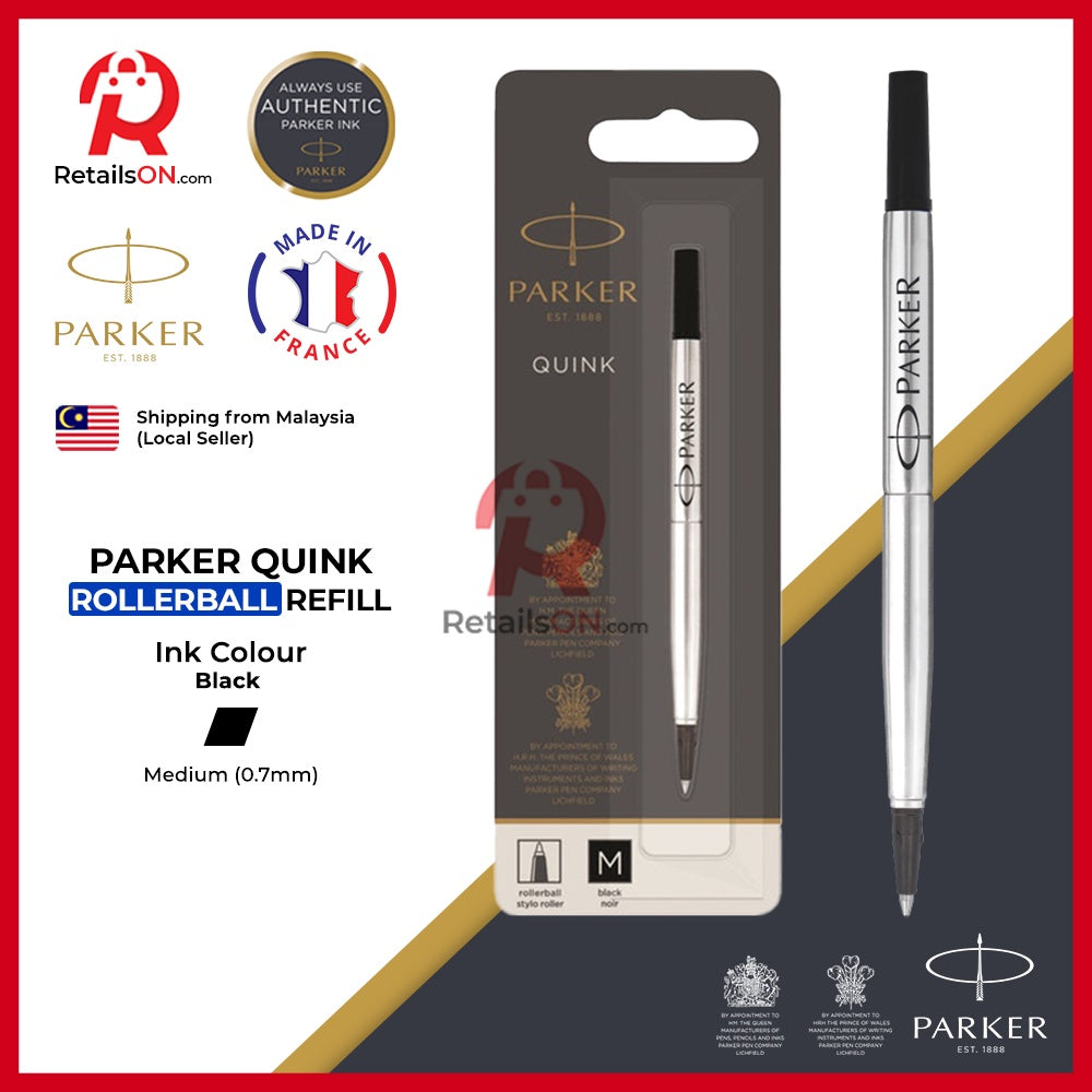 Parker QUINK Refill Rollerball - Black - Medium (M) - (ORIGINAL) / [RetailsON] - RetailsON.com (Premium Retail Collections)