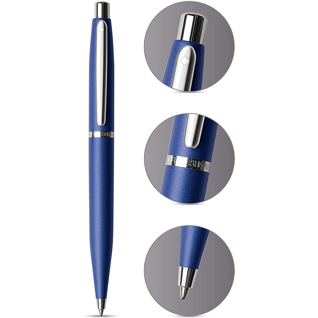 Sheaffer VFM Ballpoint Pen - Neon Blue Chrome Trim (with Black - Medium (M) Refill) / {ORIGINAL} / [RetailsON] - RetailsON.com (Premium Retail Collections)