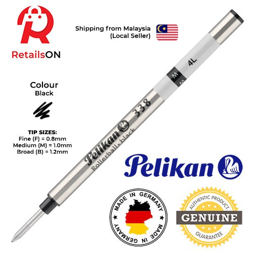 Pelikan Refill 338 for Rollerball Pens (F/M/B) - Black / [1pc] / [RetailsON] - RetailsON.com (Premium Retail Collections)