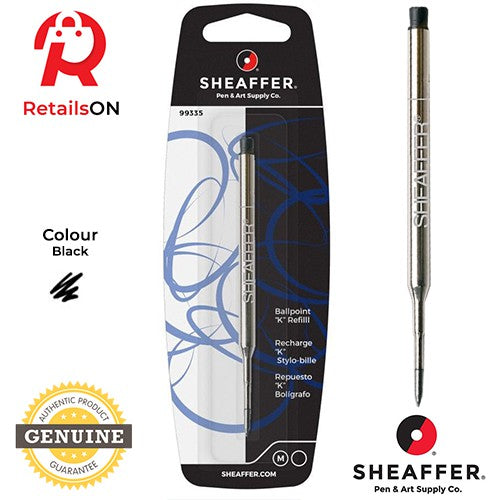 Sheaffer Refill Ballpoint "K" Style - Black / Ball Point Pen Refill 1pc Black (ORIGINAL) - RetailsON.com (Premium Retail Collections)