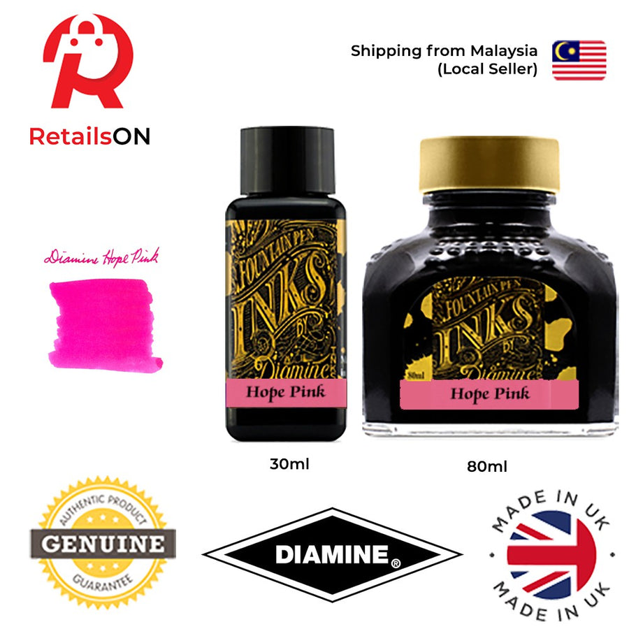 Diamine Ink Bottle (30ml / 80ml) - Hope Pink / Fountain Pen Ink Bottle 1pc (ORIGINAL) / [RetailsON] - RetailsON.com (Premium Retail Collections)