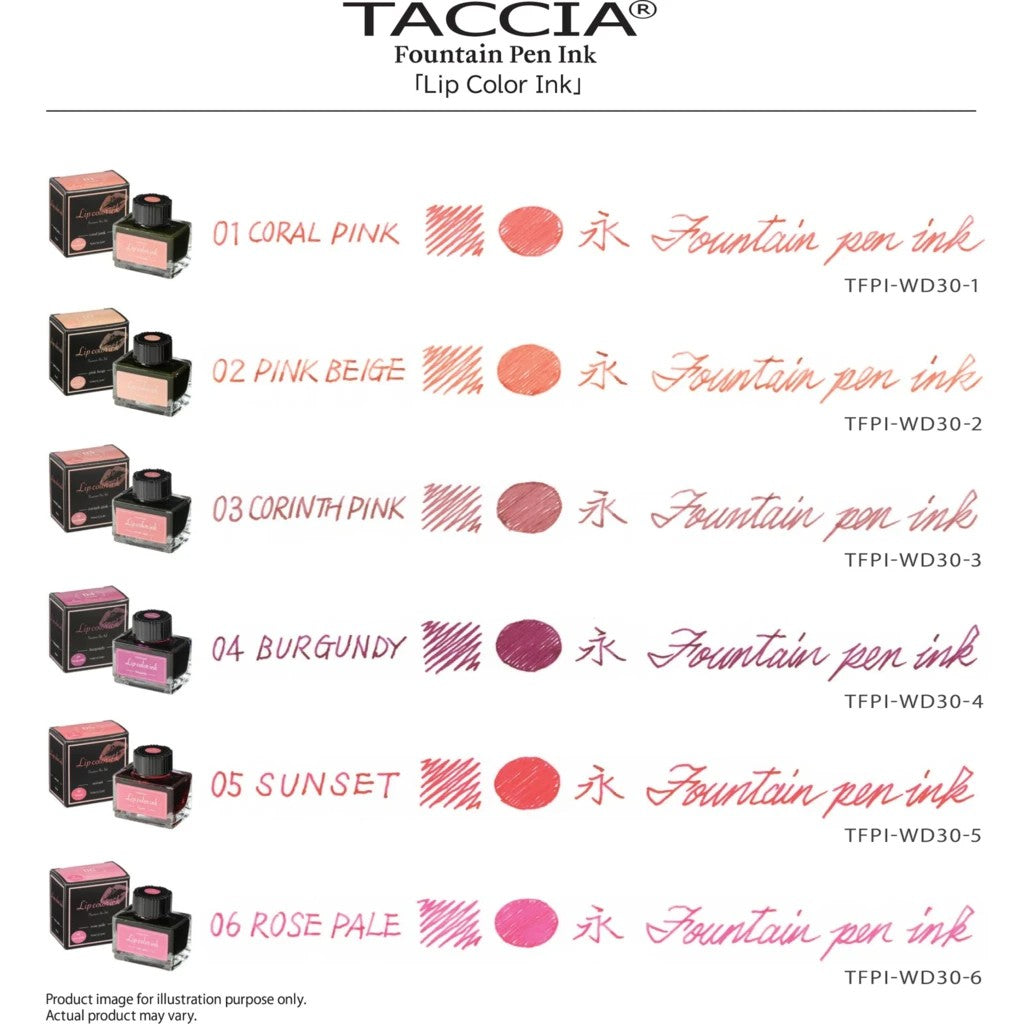 Taccia Lip Colour Ink Bottle (40ml) - #2 - Pink Beige / Fountain Pen Ink Bottle 1pc (ORIGINAL) / [RetailsON] - RetailsON.com (Premium Retail Collections)