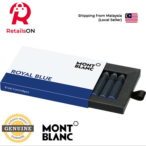 Montblanc Fountain Pen Ink Cartridges (8 Per Pack) - Royal Blue / Standard Fountain Pen Ink Cartridge (ORIGINAL) - RetailsON.com (Premium Retail Collections)