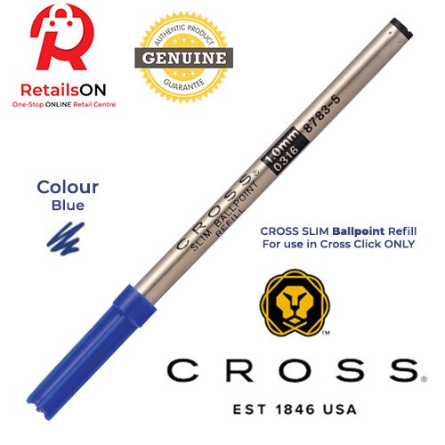 CROSS Refill Slim Ballpoint - Blue | Ballpoint Pen Refill for Cross Click (ORIGINAL) - RetailsON.com (Premium Retail Collections)