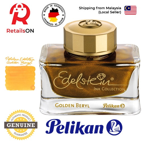 Pelikan Edelstein 50ml Ink Bottle - Golden Beryl (Ink of the Year) / Shimmering Fountain Pen Ink Bottle 1pc (ORIGINAL) - RetailsON.com (Premium Retail Collections)