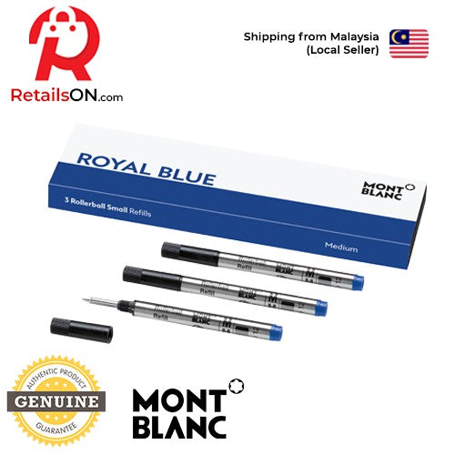 Montblanc SMALL Rollerball Refills (3 Per Pack) - Royal Blue - Medium (M) (ORIGINAL) / [RetailsON] - RetailsON.com (Premium Retail Collections)