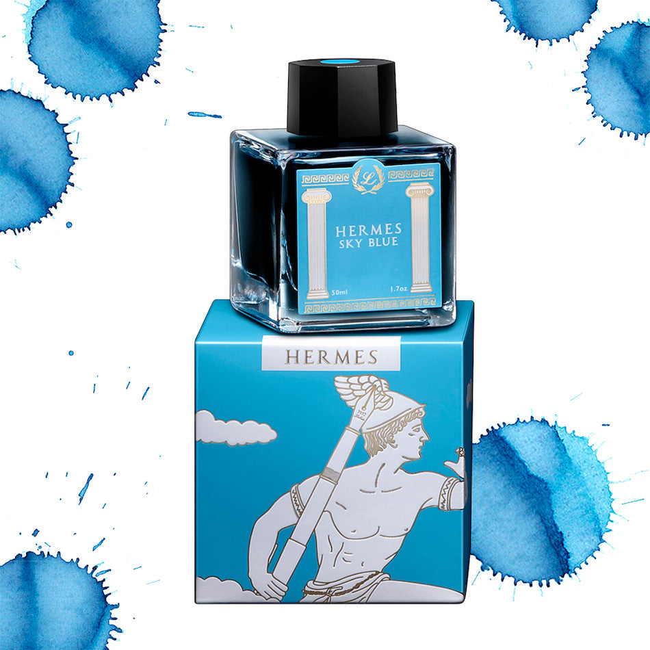 Laban Ink Bottle (50ml) - Greek Mythology - Hermes Sky Blue / Fountain Pen Ink Bottle 1pc (ORIGINAL) / [RetailsON] - RetailsON.com (Premium Retail Collections)