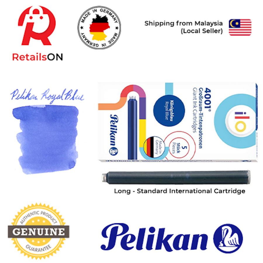 Pelikan ILO (4001/GTP5) Ink Cartridges - Royal Blue / International Fountain Pen Ink Cartridges (ORIGINAL) [1 Pack of 5] - RetailsON.com (Premium Retail Collections)