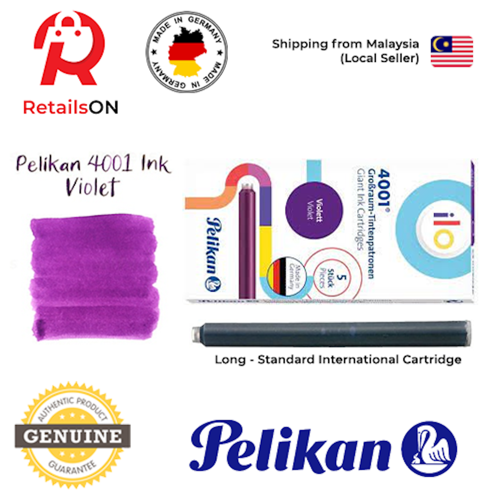 Pelikan ILO (4001/GTP5) Ink Cartridges - Violet / International Fountain Pen Ink Cartridges (ORIGINAL) [1 Pack of 5] - RetailsON.com (Premium Retail Collections)
