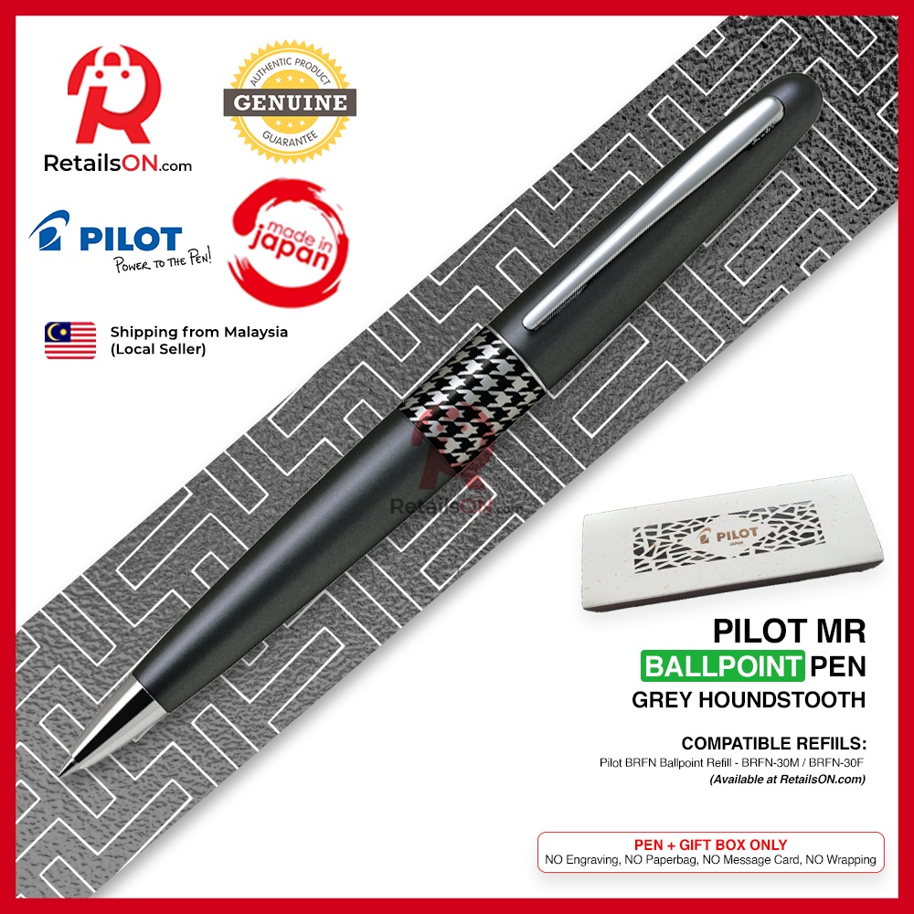 Pilot Metropolitan MR Ballpoint Pen - Grey Houndstooth - Refill Black (M) / MR3 Retro Pop Collection / {ORIGINAL} - RetailsON.com (Premium Retail Collections)