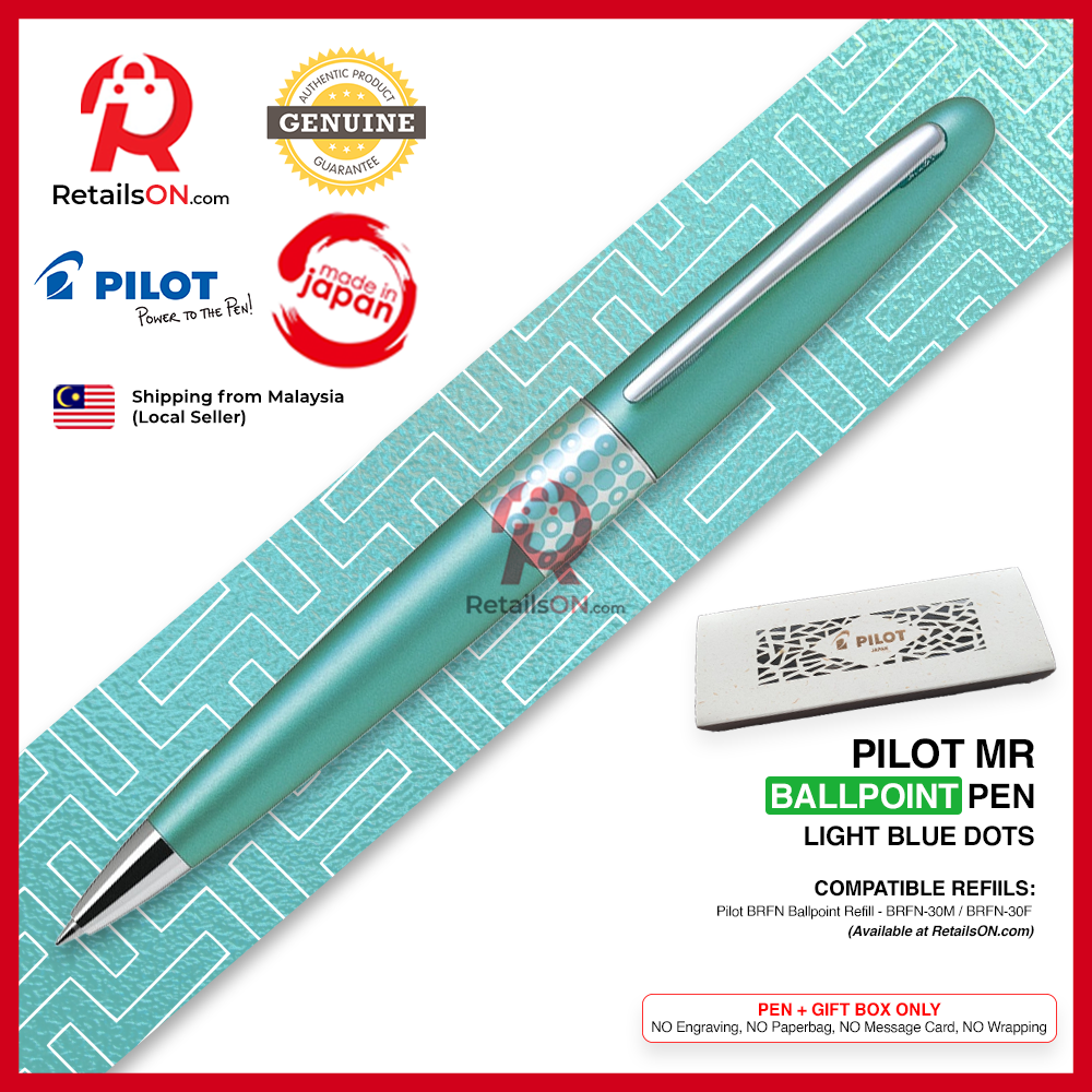 Pilot Metropolitan MR Ballpoint Pen - Turquoise (Blue Green) Dots - Refill Black (M) / MR3 Retro Pop Collection - RetailsON.com (Premium Retail Collections)