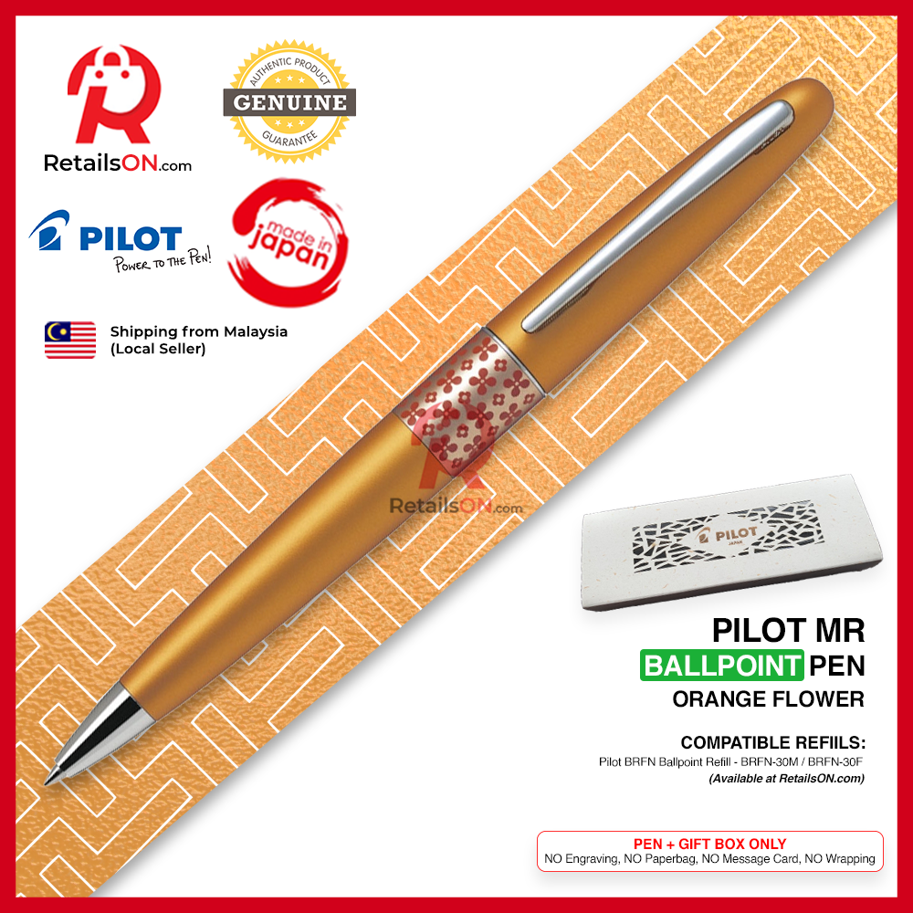 Pilot Metropolitan MR Ballpoint Pen - Orange Flower - Refill Black (M) / MR3 Retro Pop Collection / {ORIGINAL} - RetailsON.com (Premium Retail Collections)