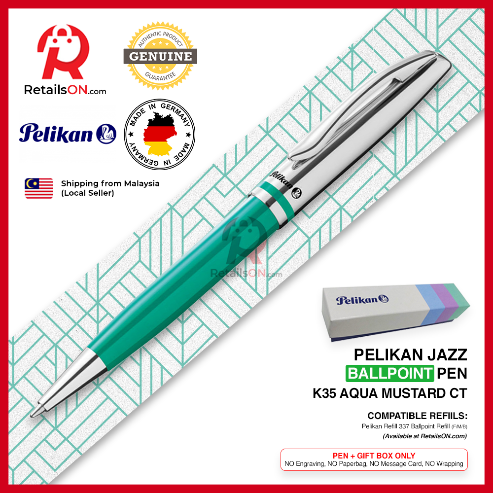Pelikan Jazz Ballpoint Pen - Classic Aqua Green - Refill 337 Black / K35 K36 Gift Pen / {ORIGINAL} - RetailsON.com (Premium Retail Collections)