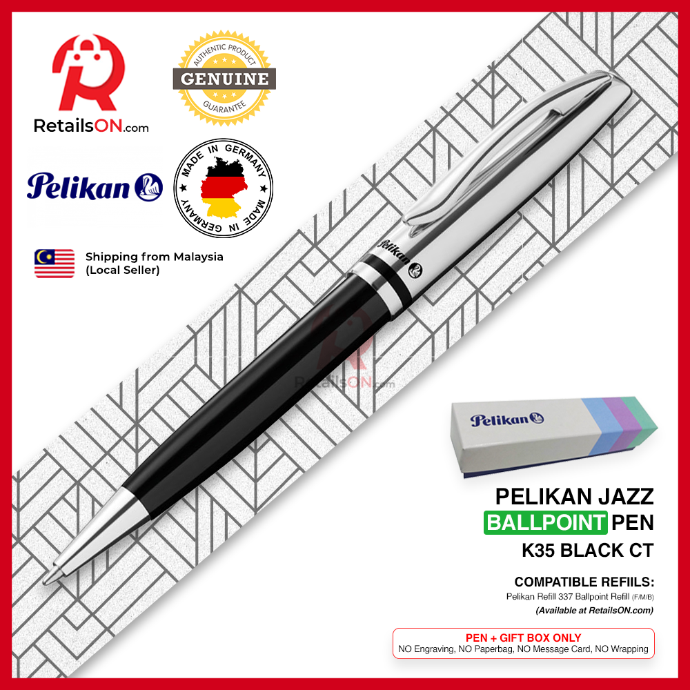 Pelikan Jazz Ballpoint Pen - Classic Black - Refill 337 Black / K35 K36 Gift Pen / {ORIGINAL} - RetailsON.com (Premium Retail Collections)