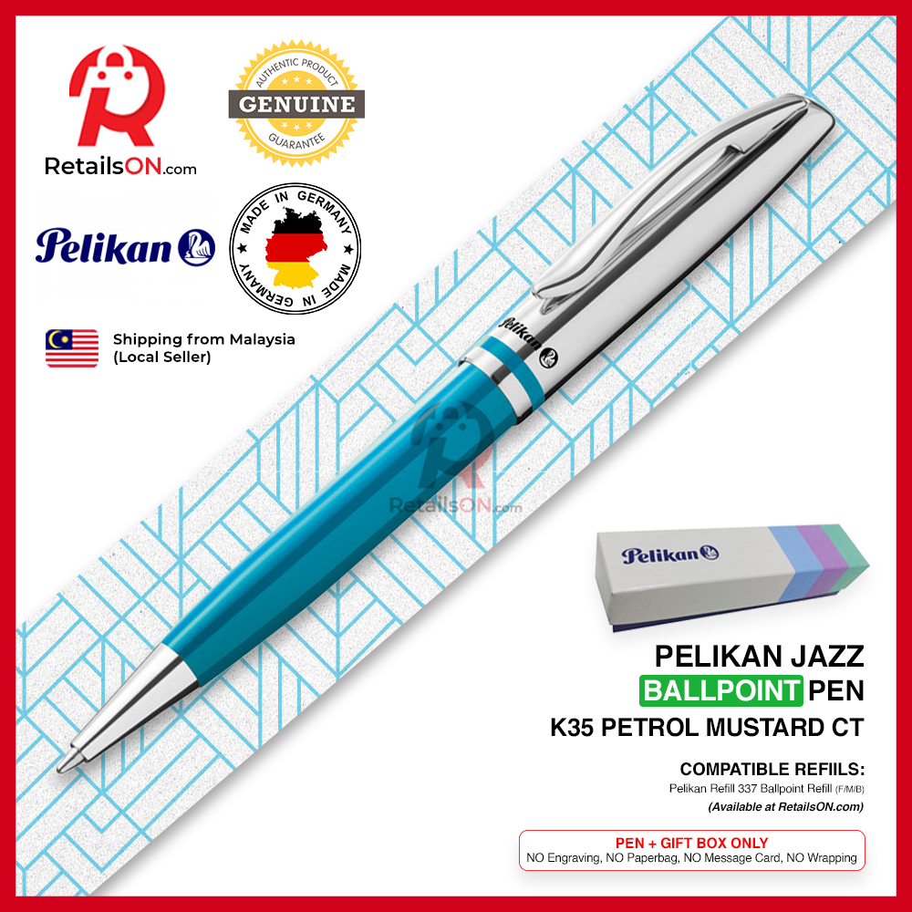 Pelikan Jazz Ballpoint Pen - Classic Petrol Blue - Refill 337 Black / K35 K36 Gift Pen / {ORIGINAL} - RetailsON.com (Premium Retail Collections)