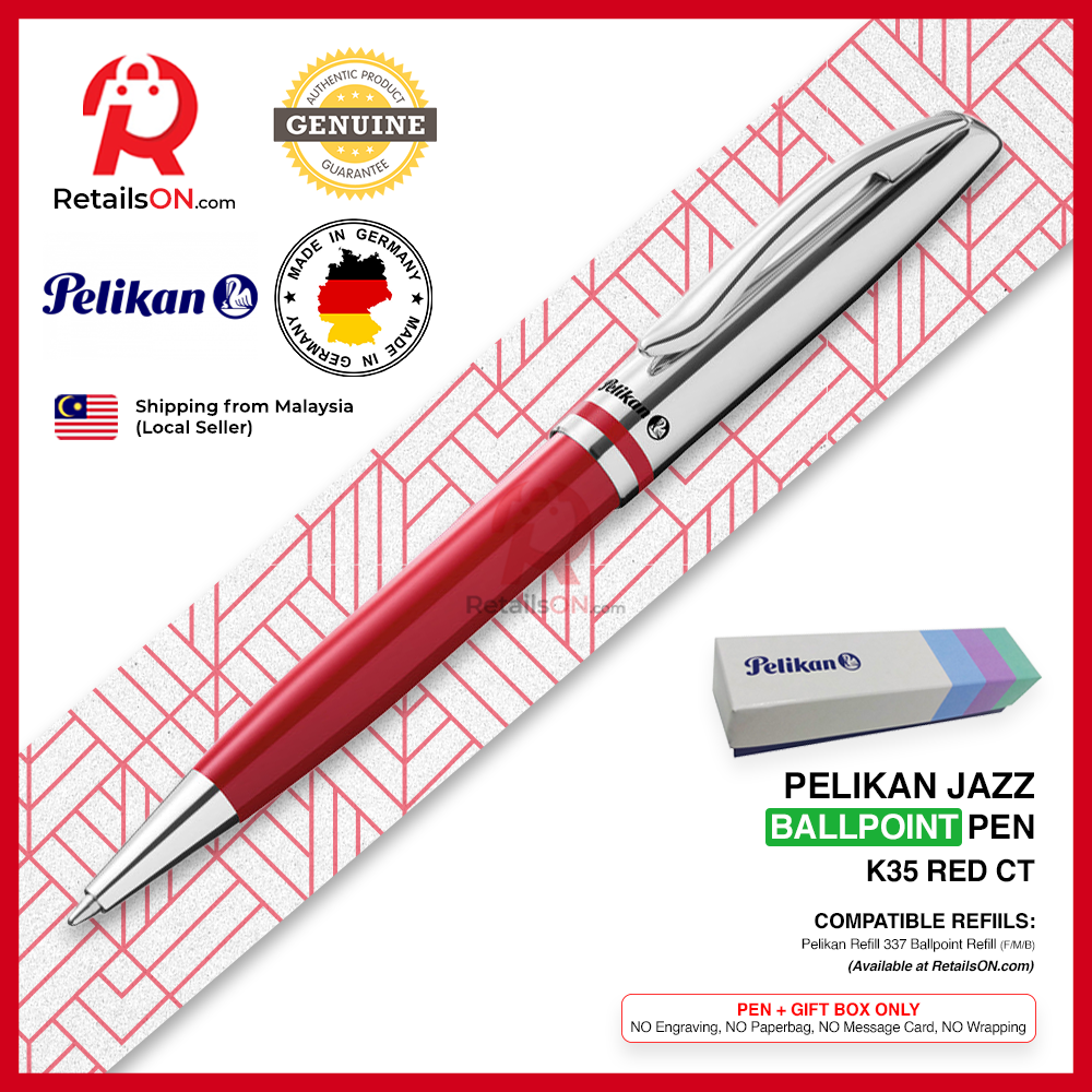 Pelikan Jazz Ballpoint Pen - Classic Red - Refill 337 Black / K35 K36 Gift Pen / {ORIGINAL} - RetailsON.com (Premium Retail Collections)