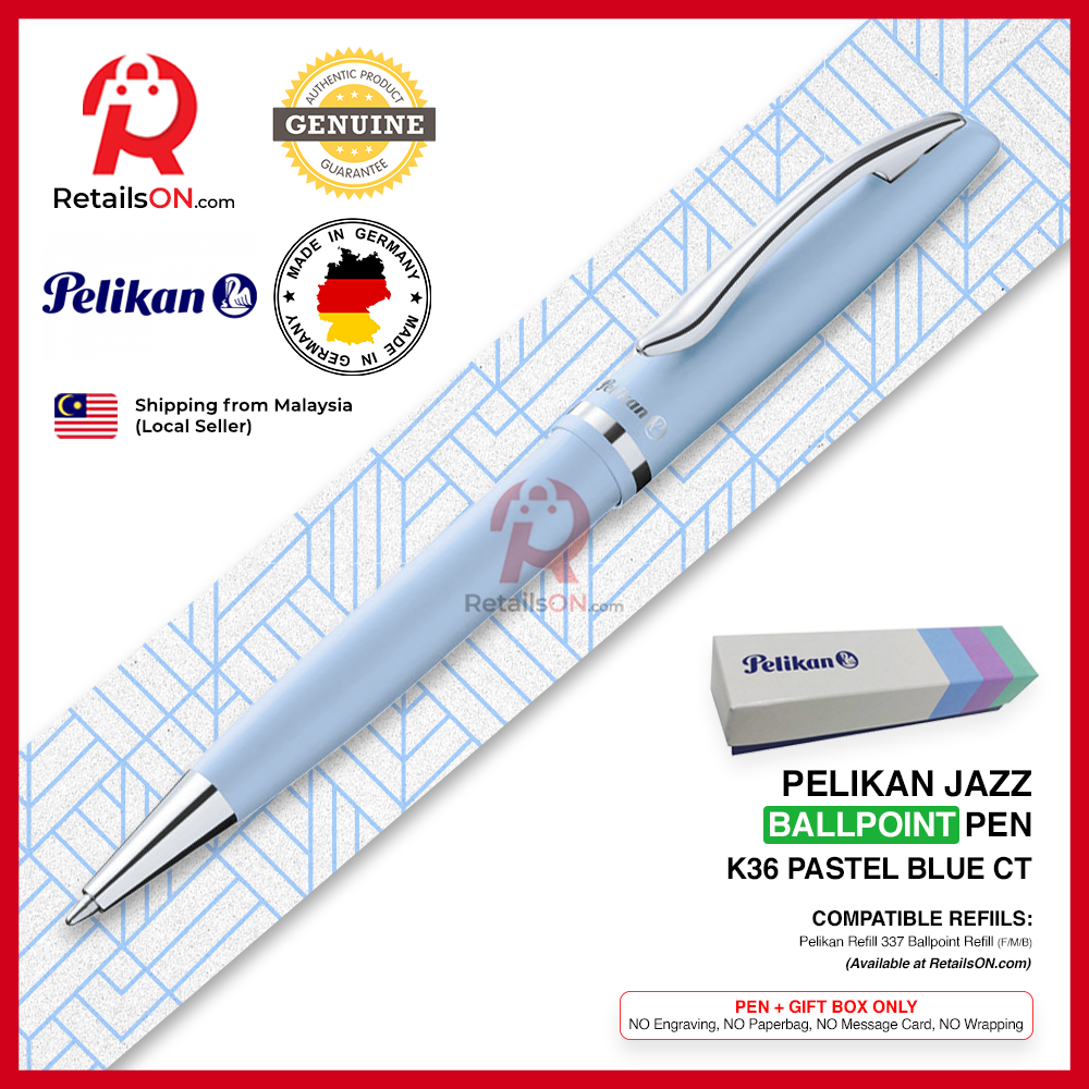Pelikan Jazz Ballpoint Pen - Pastel Blue - Refill 337 Black / K35 K36 Gift Pen / {ORIGINAL} - RetailsON.com (Premium Retail Collections)