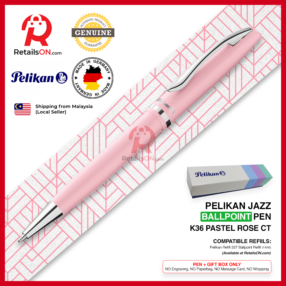 Pelikan Jazz Ballpoint Pen - Pastel Rose Pink - Refill 337 Black / K35 K36 Gift Pen / {ORIGINAL} - RetailsON.com (Premium Retail Collections)