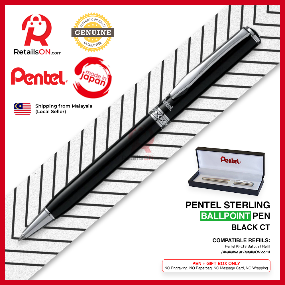 Pentel Sterling Ballpoint Pen - Black CT / B811A - KFLT8 refill [RetailsON] - RetailsON.com (Premium Retail Collections)
