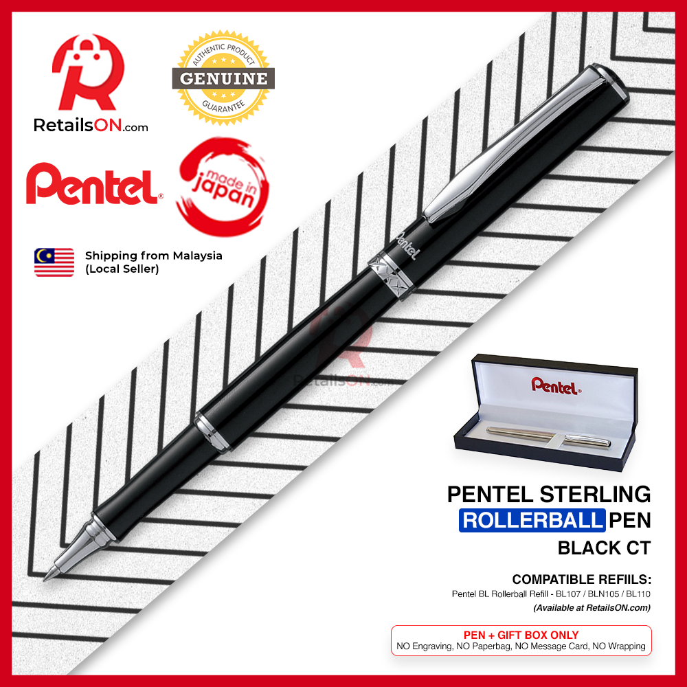 Pentel Sterling Rollerball Pen - Black CT / K611A - Energel LR7 refill [RetailsON] - RetailsON.com (Premium Retail Collections)