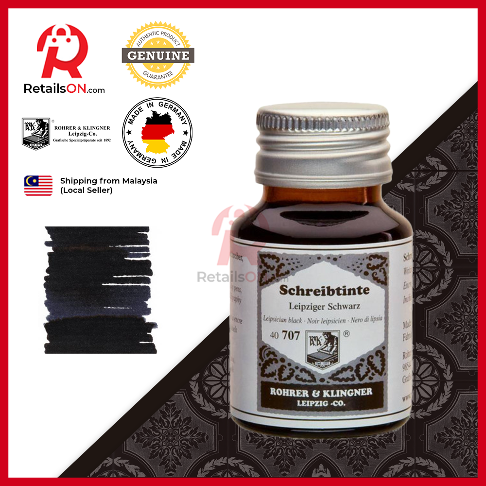 Rohrer & Klingner Ink Bottle (50ml) - Leipziger Schwarz / Fountain Pen Ink Bottle 1pc (ORIGINAL) / [RetailsON] - RetailsON.com (Premium Retail Collections)