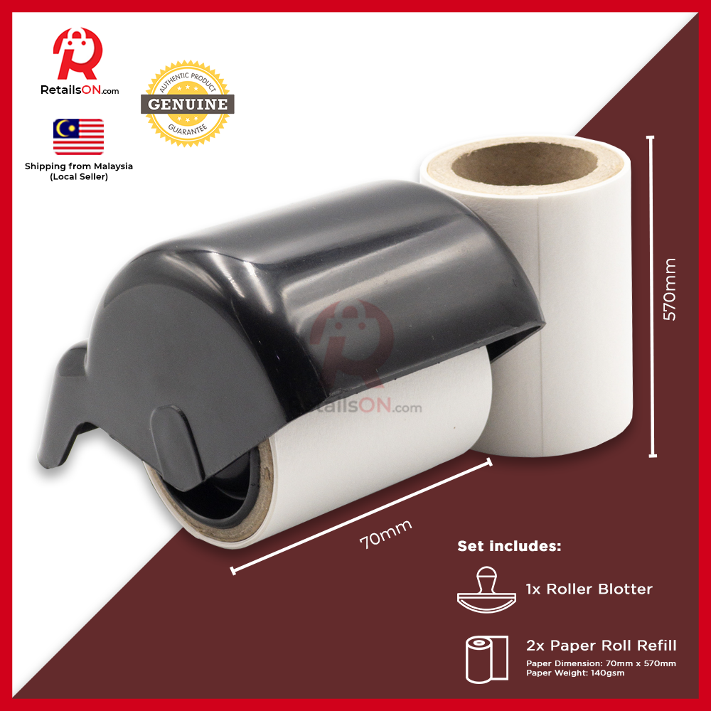 Roller Blotter Set / Roller 1pc + Blotter Paper 2pcs / Signing Ceremony / Kertas Serap Dakwat Blotting roll [RetailsON] - RetailsON.com (Premium Retail Collections)