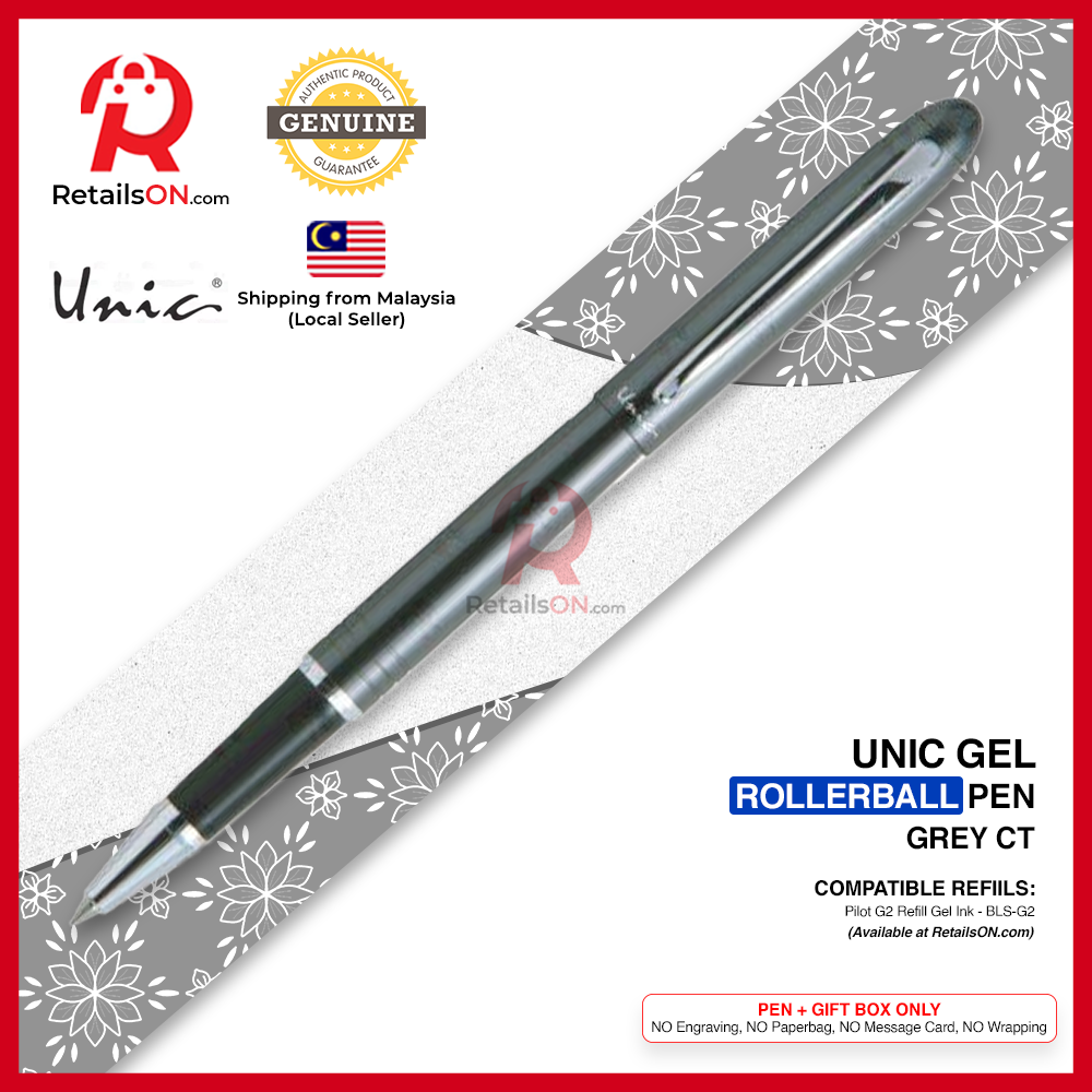 Pilot Unic Slim Rollerball Pen - Grey CT / using Pilot G2 Refill - BLS-G2 / [RetailsON] - RetailsON.com (Premium Retail Collections)