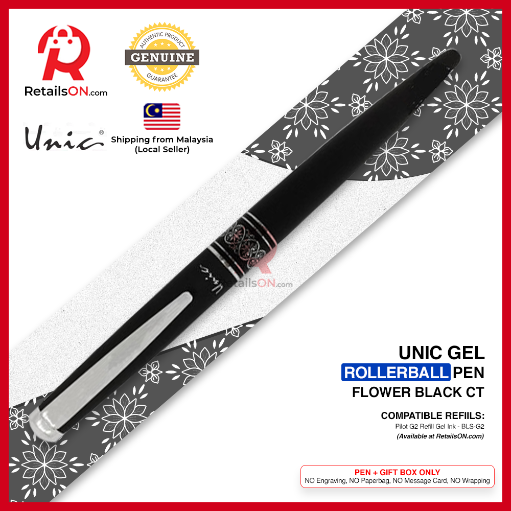 Pilot Unic Floral Rollerball Pen - Black CT / using Pilot G2 Refill - BLS-G2 / [RetailsON] - RetailsON.com (Premium Retail Collections)
