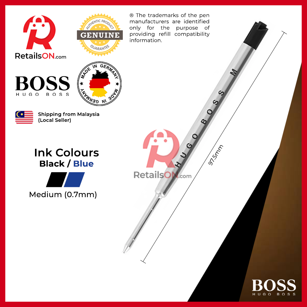 Hugo Boss Ballpoint Refill (M) - Black/Blue | Standard Parker Style G2 Ballpoint Refill 1pc - RetailsON.com (Premium Retail Collections)