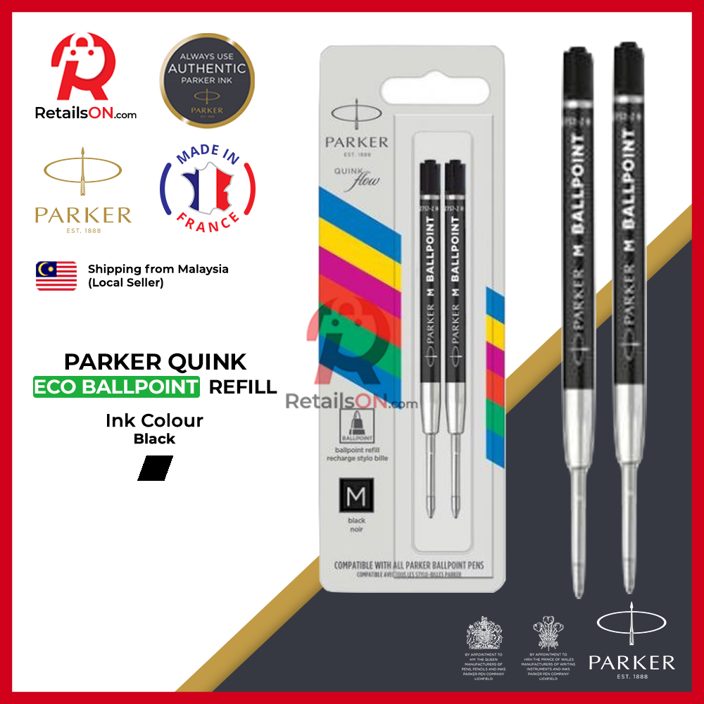 Parker Refill Ballpoint ECO - Black (Quinkflow) / Ball Point Pen Refill 2pc  per pack (ORIGINAL)