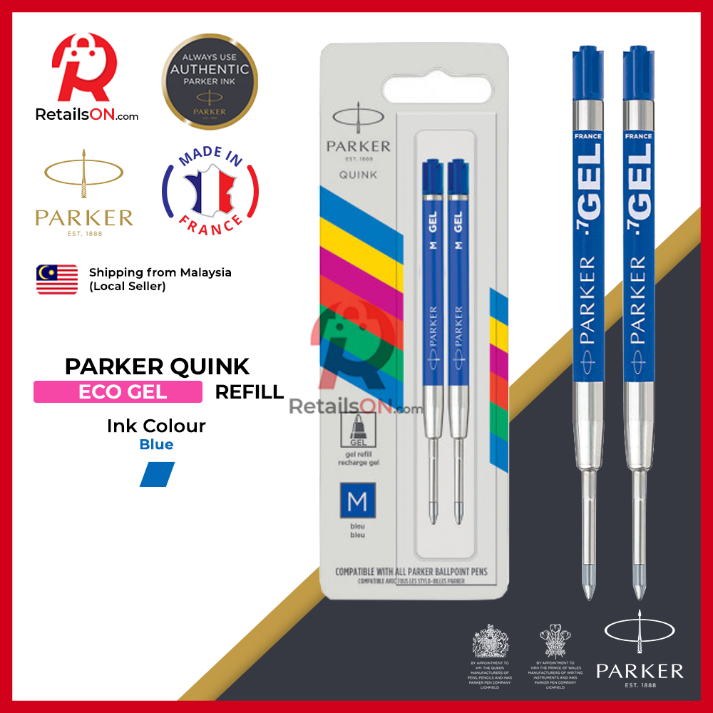 Parker Refill GEL ECO - Blue (Quinkflow) / Gel Pen Refill 2pc per pack (ORIGINAL) - RetailsON.com (Premium Retail Collections)
