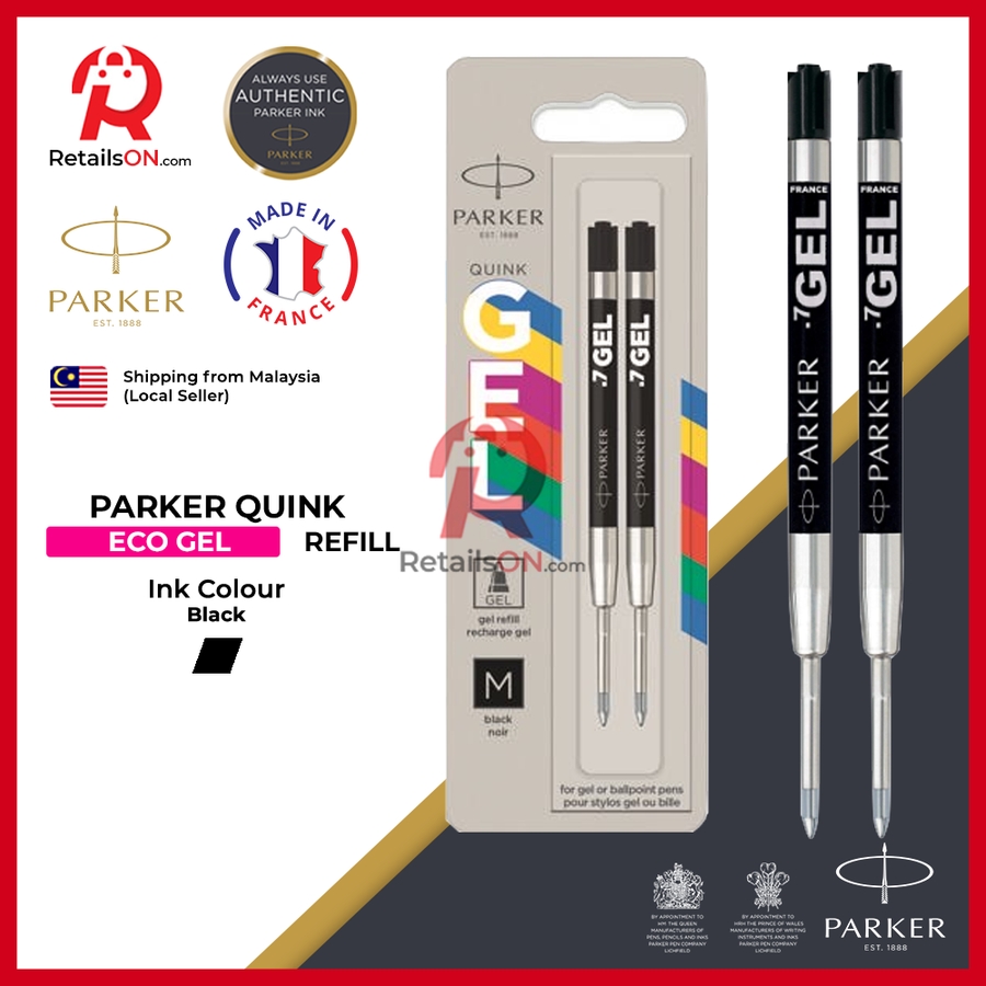 Parker Refill GEL ECO - Black (Quinkflow) / Gel Pen Refill 2pc per pack (ORIGINAL) - RetailsON.com (Premium Retail Collections)