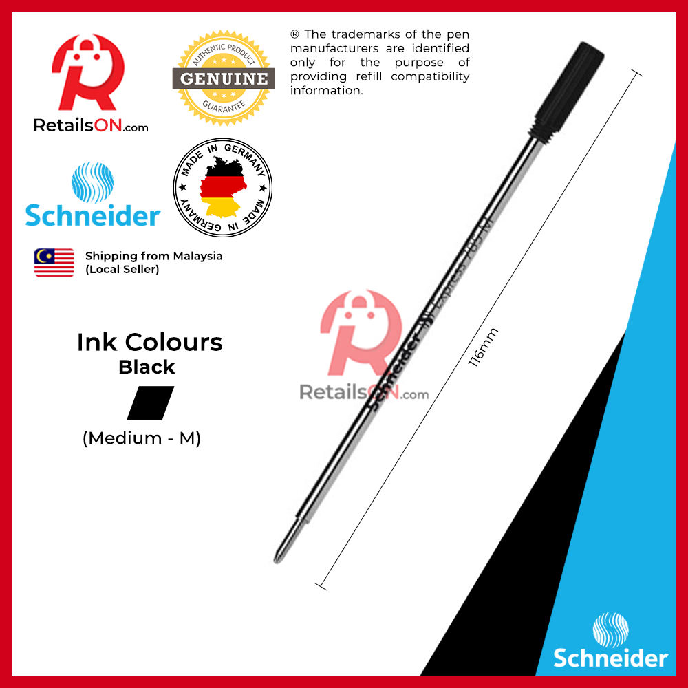 Schneider Refill Express 785 "CROSS Style" for Ballpoint Pens - Medium - Black | Cross Style Refill / [RetailsON] - RetailsON.com (Premium Retail Collections)