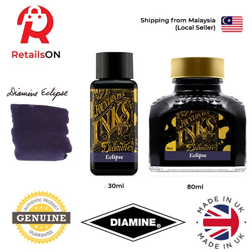 Diamine Ink Bottle (30ml / 80ml) - Eclipse / Fountain Pen Ink Bottle 1pc (ORIGINAL) / [RetailsON] - RetailsON.com (Premium Retail Collections)