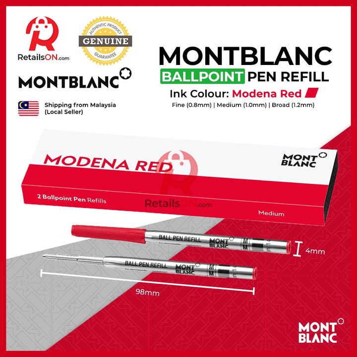 Montblanc Ballpoint Refill (2 Per Pack) - Modena RED (ORIGINAL) / [RetailsON] - RetailsON.com (Premium Retail Collections)