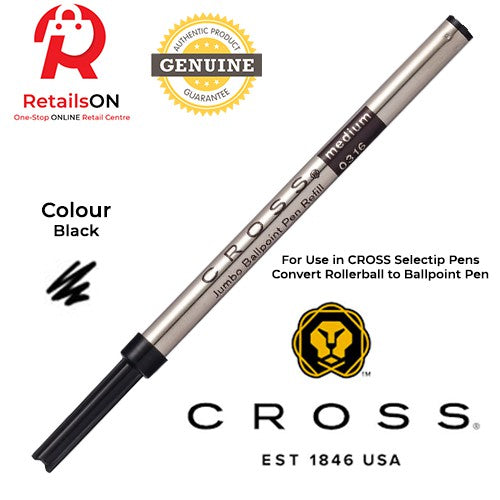 CROSS Refill Jumbo Ballpoint - Black | Ballpoint Pen Refill for Selectip Pens (ORIGINAL) - RetailsON.com (Premium Retail Collections)