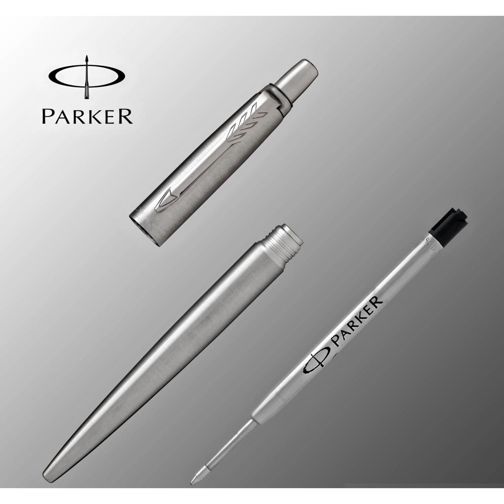 Parker Jotter Ballpoint Pen - Stainless Steel Chrome Trim (with Black - Medium (M) Refill) / {ORIGINAL} / [RetailsON] - RetailsON.com (Premium Retail Collections)