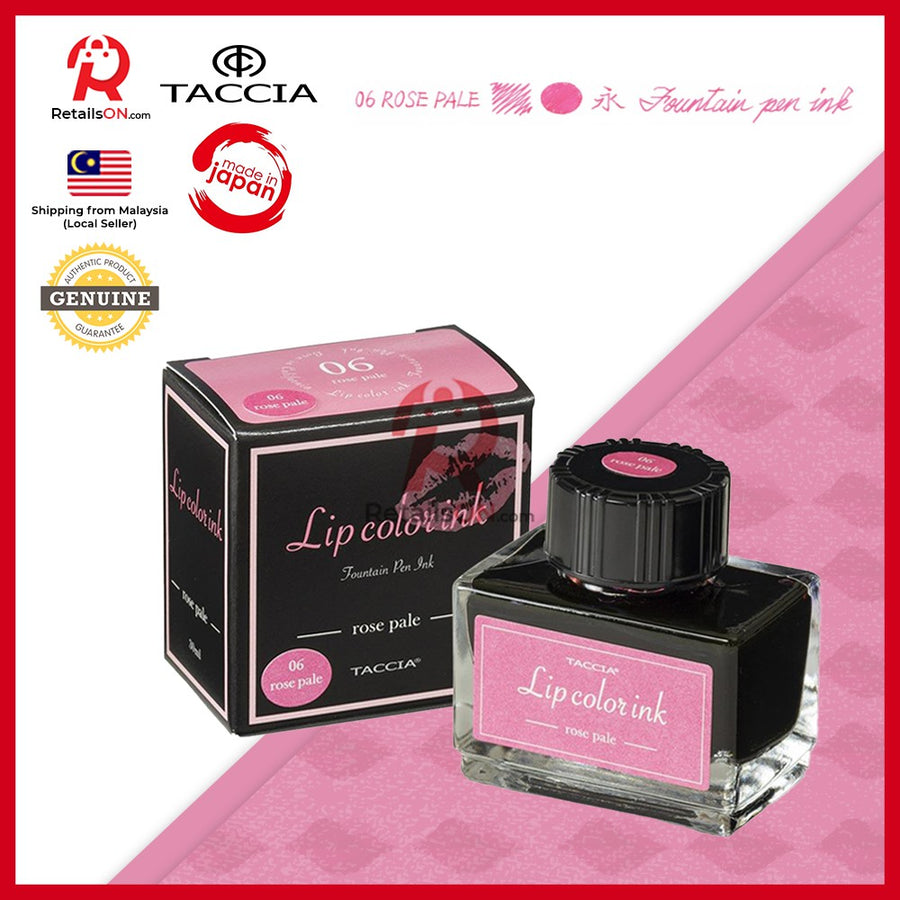 Taccia Lip Colour Ink Bottle (40ml) - #6 - Rose Pale / Fountain Pen Ink Bottle 1pc (ORIGINAL) / [RetailsON] - RetailsON.com (Premium Retail Collections)