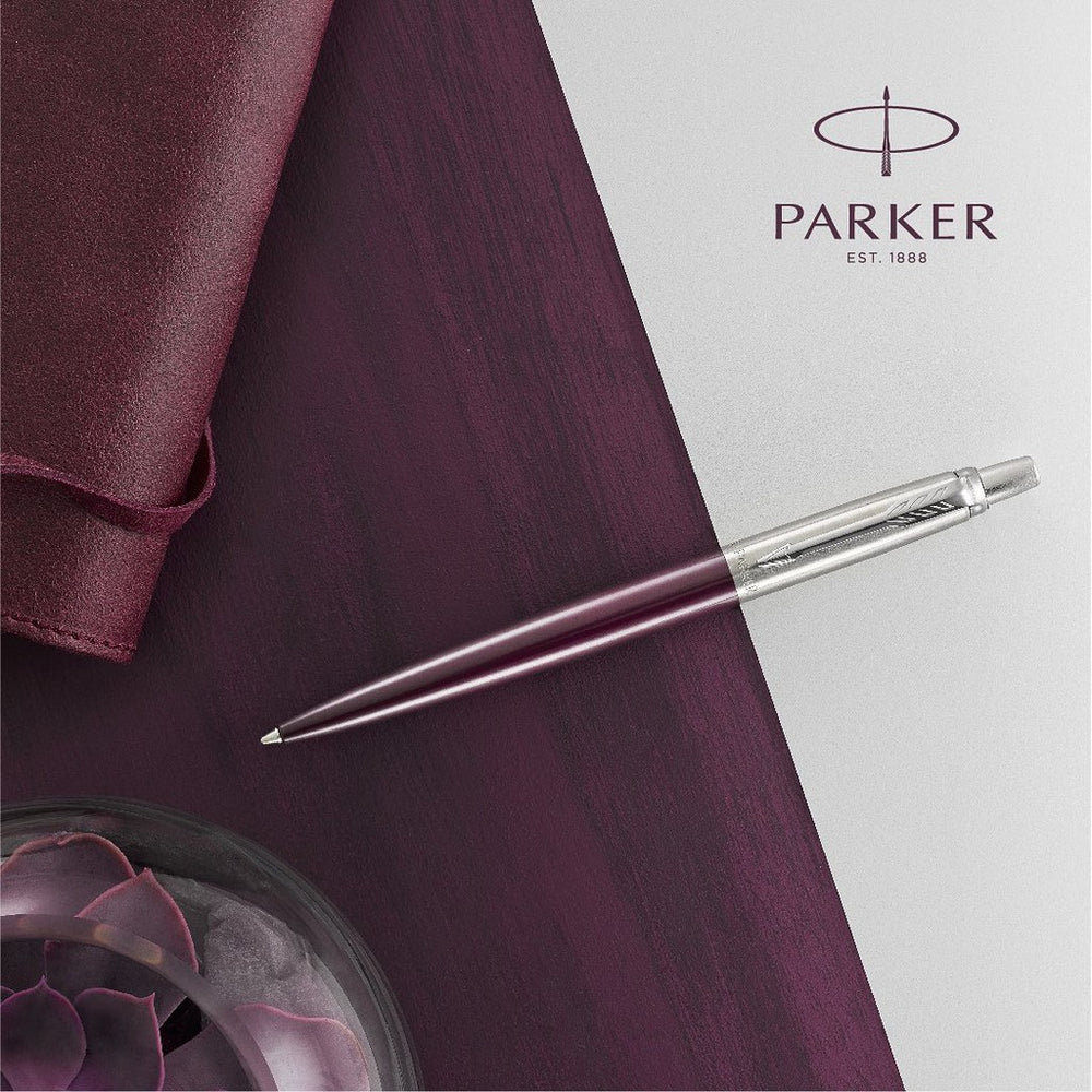 Parker Jotter Ballpoint Pen - Portobello Purple Chrome Trim (with Black - Medium (M) Refill) / {ORIGINAL} / [RetailsON] - RetailsON.com (Premium Retail Collections)