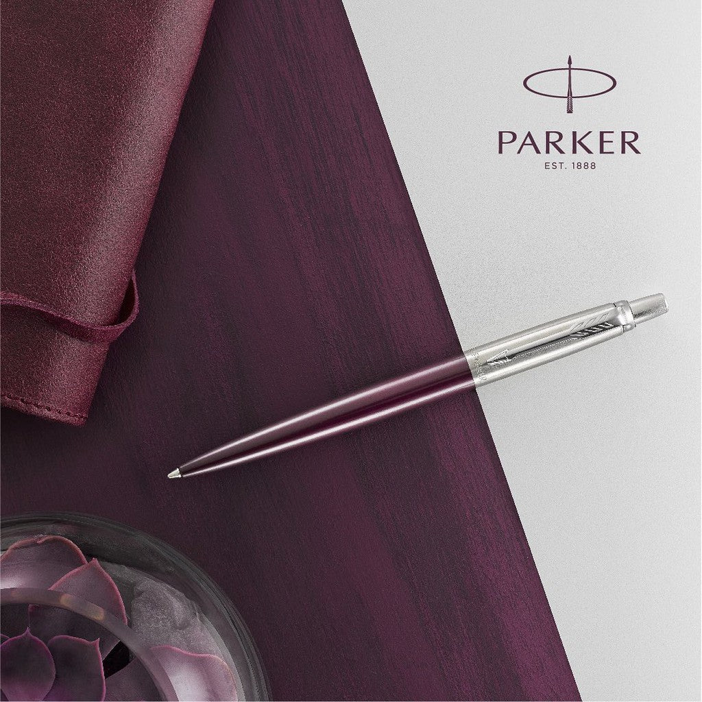 Parker Jotter Ballpoint Pen - Portobello Purple Chrome Trim (with Black - Medium (M) Refill) / {ORIGINAL} / [RetailsON] - RetailsON.com (Premium Retail Collections)