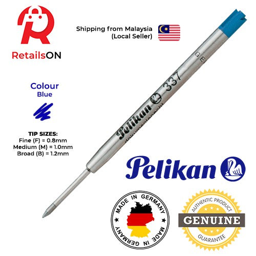 Pelikan Refill 337 for Ballpoint Pens (F/M/B) - Blue | Standard Parker Style G2 Ballpoint Refill 1pc - RetailsON.com (Premium Retail Collections)