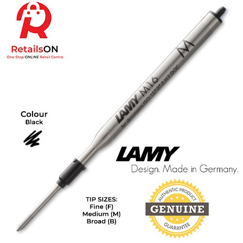 LAMY M16 Ballpoint Pen Refill - Black / Giant Ball Pen Refill 1pc Black (ORIGINAL) - RetailsON.com (Premium Retail Collections)