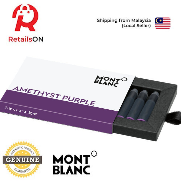 Montblanc Fountain Pen Ink Cartridges (8 Per Pack) - Amethyst Purple / Standard Fountain Pen Ink Cartridge (ORIGINAL) - RetailsON.com (Premium Retail Collections)
