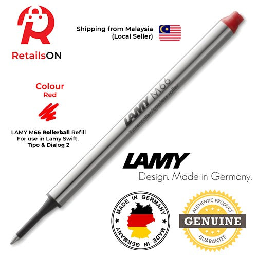LAMY M66 Rollerball Pen Refill (M) - Red / Capless Roller Ball Pen Refill 1pc (ORIGINAL) - RetailsON.com (Premium Retail Collections)