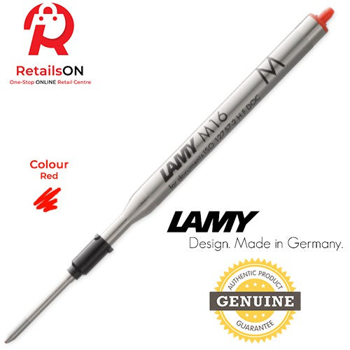 LAMY M16 Ballpoint Pen Refill - Red / Giant Ball Pen Refill 1pc Red (ORIGINAL) - RetailsON.com (Premium Retail Collections)