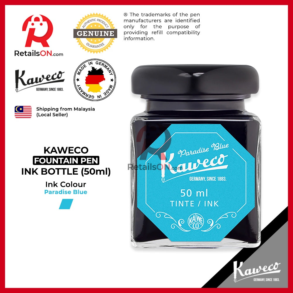 Kaweco Ink Bottle (50ml) - Paradise Blue / Fountain Pen Ink Bottle 1pc (ORIGINAL) / [RetailsON] - RetailsON.com (Premium Retail Collections)