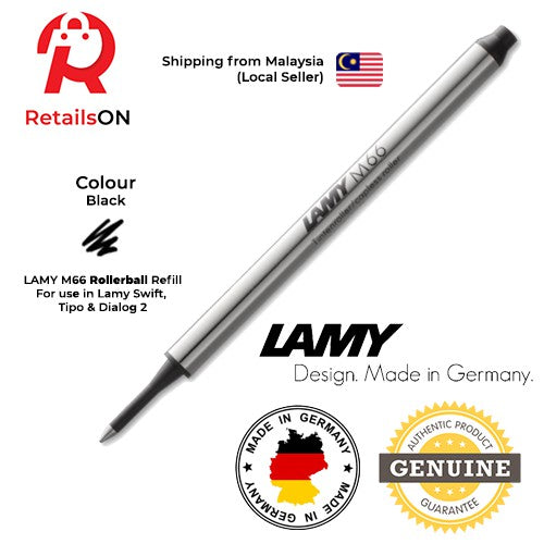 LAMY M66 Rollerball Pen Refill (M/B) - Black / Capless Roller Ball Pen Refill 1pc Black (ORIGINAL) - RetailsON.com (Premium Retail Collections)