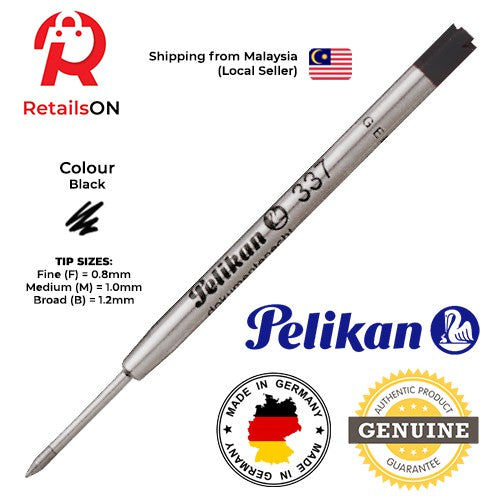Pelikan Refill 337 for Ballpoint Pens (F/M/B) - Black | Standard Parker Style G2 Ballpoint Refill 1pc - RetailsON.com (Premium Retail Collections)
