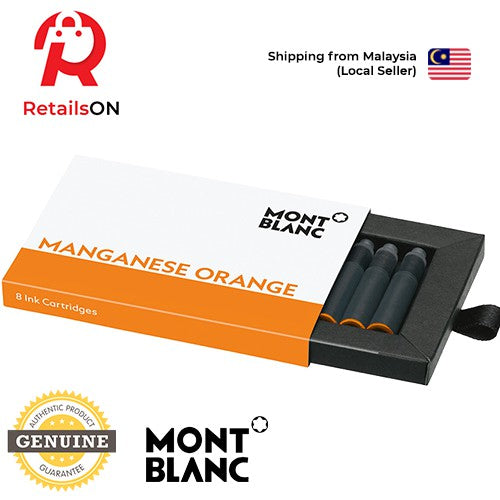 Montblanc Fountain Pen Ink Cartridges (8 Per Pack) - Manganese Orange / Standard Fountain Pen Ink Cartridge (ORIGINAL) - RetailsON.com (Premium Retail Collections)